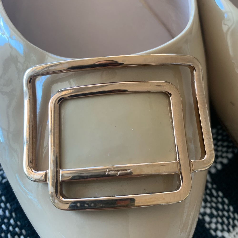 Ferragamo Nude Patent Leather Italian Flats 9.5